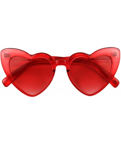 Cat Eye Oversized Heart Shaped Candy Colorful Love High Tip Round Sunglasses - Red Frame / Red Lens - CA18QEUQE6D $9.64