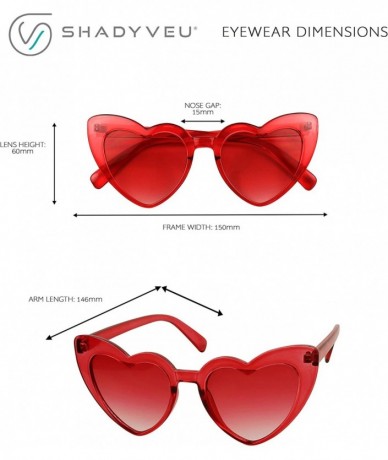 Cat Eye Oversized Heart Shaped Candy Colorful Love High Tip Round Sunglasses - Red Frame / Red Lens - CA18QEUQE6D $9.64