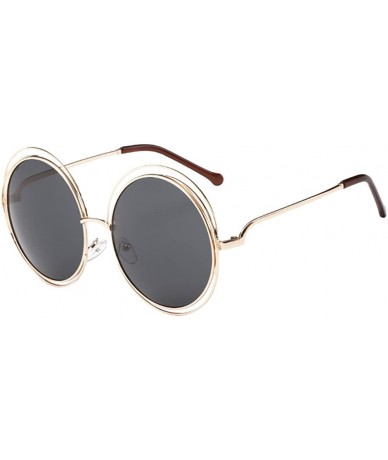 Oversized Polarized Sunglasses Classic Small Round Metal Frame for Women Men - B - CR199AHAYU3 $19.03