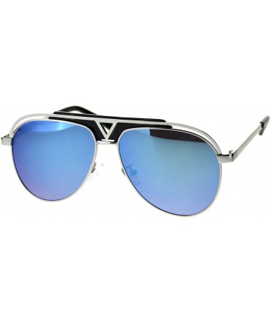 Aviator Unisex Aviator Fashion Sunglasses Triangle Design Top Bridge UV 400 - Silver (Blue Mirror) - CI18W2A4HZ2 $9.81
