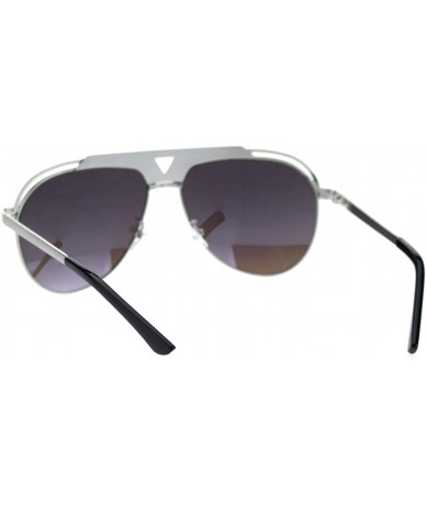Aviator Unisex Aviator Fashion Sunglasses Triangle Design Top Bridge UV 400 - Silver (Blue Mirror) - CI18W2A4HZ2 $9.81