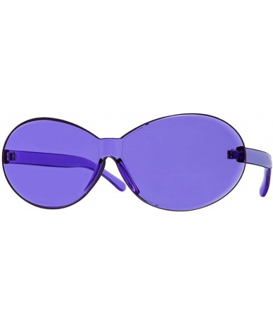 Oversized One Piece Rimless Sunglasses Retro Oval Clout Frame Candy Color Fun Glasses Transparent Colorful Tinted Eyewear - C...