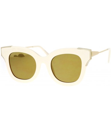 Butterfly Square Butterfly Womens Sunglasses Fashion Mirrored Lens Eyewear UV400 - Ivory (Gold Mirror) - CA186KU3UA5 $26.38
