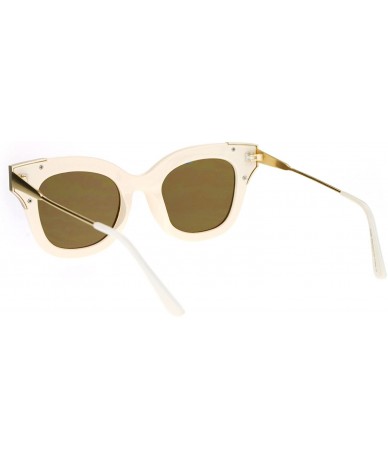 Butterfly Square Butterfly Womens Sunglasses Fashion Mirrored Lens Eyewear UV400 - Ivory (Gold Mirror) - CA186KU3UA5 $11.82