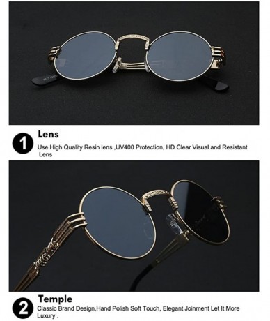 Wrap Gothic Steampunk Sunglasses Men Women Metal WrapEyeglasses Round Shades Brand Designer Sun glasses Mirror UV400 - CU189T...