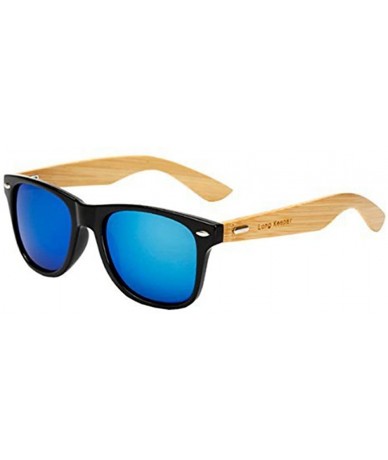 Goggle Bamboo Wood Arms Sunglasses for Women Men - Black - CB12NT1WG3S $17.69