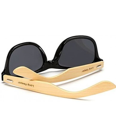 Goggle Bamboo Wood Arms Sunglasses for Women Men - Black - CB12NT1WG3S $8.48