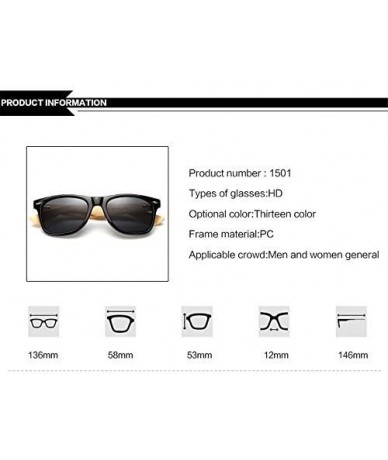 Goggle Bamboo Wood Arms Sunglasses for Women Men - Black - CB12NT1WG3S $8.48