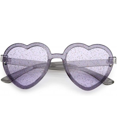 Translucent Rimless Heart Sunglasses For Women Glitter Lens 52mm ...