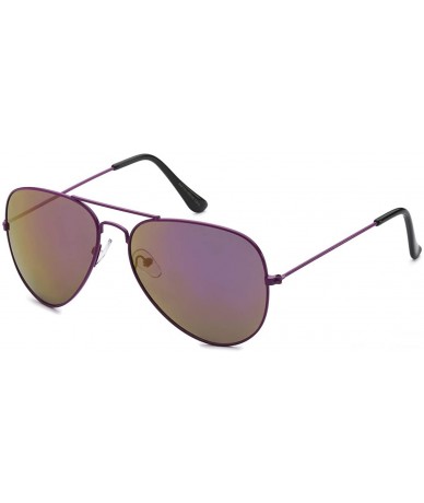 Aviator Classic Aviator Colored Lens Sunglasses Colorful Metal Frame - 01 Neon Purple Frame Smoke Lens - CC11MAR3VOT $19.13