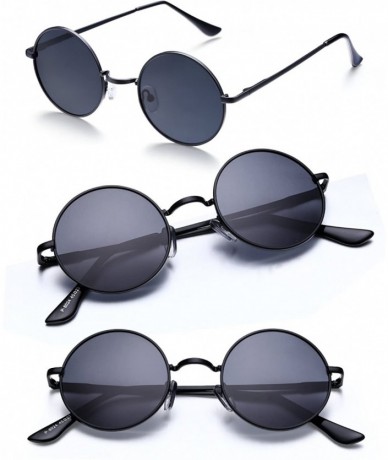 Round Lennon Retro Round Sunglasses- Vintage Polarized Hipple Glasses with Plain Lens - CO12O7OR12H $11.83