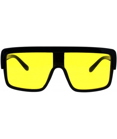 Square Retro Futuristic Sunglasses Flat Top Square Oversized Shades UV 400 - Black (Yellow) - CP18GNG0QR8 $10.03