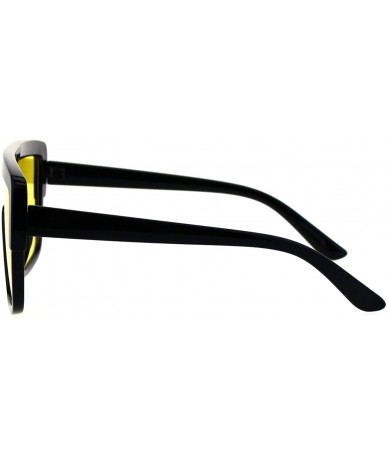 Square Retro Futuristic Sunglasses Flat Top Square Oversized Shades UV 400 - Black (Yellow) - CP18GNG0QR8 $10.03