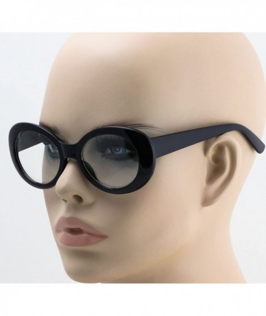 Goggle Bold Retro Oval Mod Thick Frame Sunglasses Clout Goggles with Round Lens - Black Clear - CQ185ZE649A $10.25