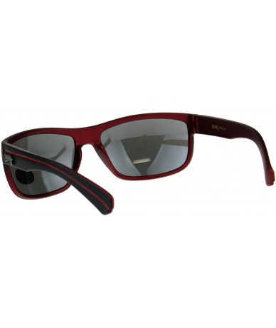 Rectangular Mens Sunglasses Rectangular Wrap Matte Frame Silver Mirror Lens - Black/Red - CE18CW3Y9WU $8.87