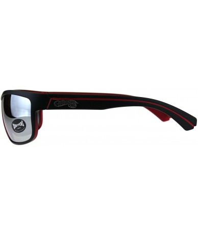 Rectangular Mens Sunglasses Rectangular Wrap Matte Frame Silver Mirror Lens - Black/Red - CE18CW3Y9WU $8.87