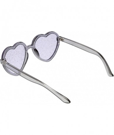 Oversized Translucent Rimless Heart Sunglasses For Women Glitter Lens 52mm - Purple - CS12O8IKHYQ $11.12