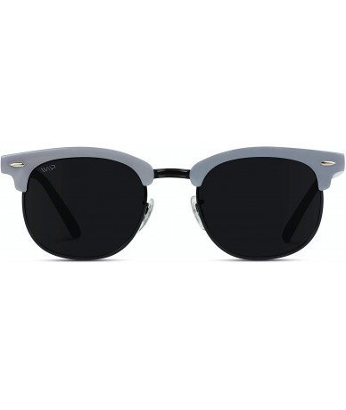 Wayfarer Classic Half Frame Polarized Semi-Rimless Rimmed Sunglasses - Space Grey Frame / Black Lens - CT12EF9TTW3 $22.49