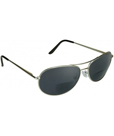 Aviator Dark Tinted Bifocal Aviator Sunglass Readers Wide Frame Metal Wire - Silver - CT11KMQOO8D $24.44