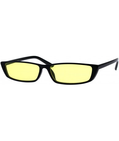 Rectangular Womens Trendy Skinny Sunglasses Wide Rectangular Frame UV 400 - Black (Yellow) - CD18GNIH0Z3 $10.26