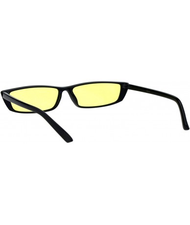 Rectangular Womens Trendy Skinny Sunglasses Wide Rectangular Frame UV 400 - Black (Yellow) - CD18GNIH0Z3 $10.26
