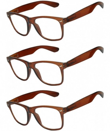 Wayfarer OWL - Non Prescription Glasses for Women and Men - Clear Lens - UV Protection - Brown_clear_3p - CU189LKRAM8 $18.81