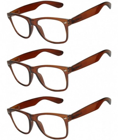 Wayfarer OWL - Non Prescription Glasses for Women and Men - Clear Lens - UV Protection - Brown_clear_3p - CU189LKRAM8 $8.39