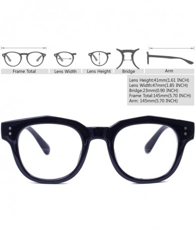 Oversized Oversized Square Thick Horn Rimmed Clear Lens Glasses Rivet Non-prescription Frame - Glossy Black 82041 - C11884GG4...