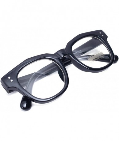 Oversized Oversized Square Thick Horn Rimmed Clear Lens Glasses Rivet Non-prescription Frame - Glossy Black 82041 - C11884GG4...