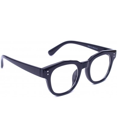 Oversized Oversized Square Thick Horn Rimmed Clear Lens Glasses Rivet Non-prescription Frame - Glossy Black 82041 - C11884GG4...