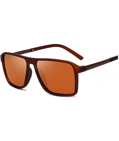 Rectangular Polarized Black Sunglasses Men Driving Retro Sun Glasses UV400 Summer - Brown5 - CM18RO6MLZQ $18.15