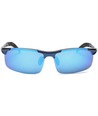 Rimless Sports Goggles Driving Glasses Polarized Sunglasses Unbreakable Metal Frame - Blue - CD17XHAHR9W $16.38