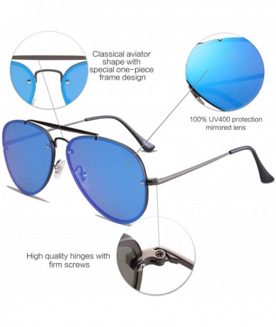 Rimless Men's Women's Aviator Sunglasses- Rimless Metal- Mirrored- TRENDALERT SJ1105 - C1 Gun Frame/Blue Mirrored Lens - C718...