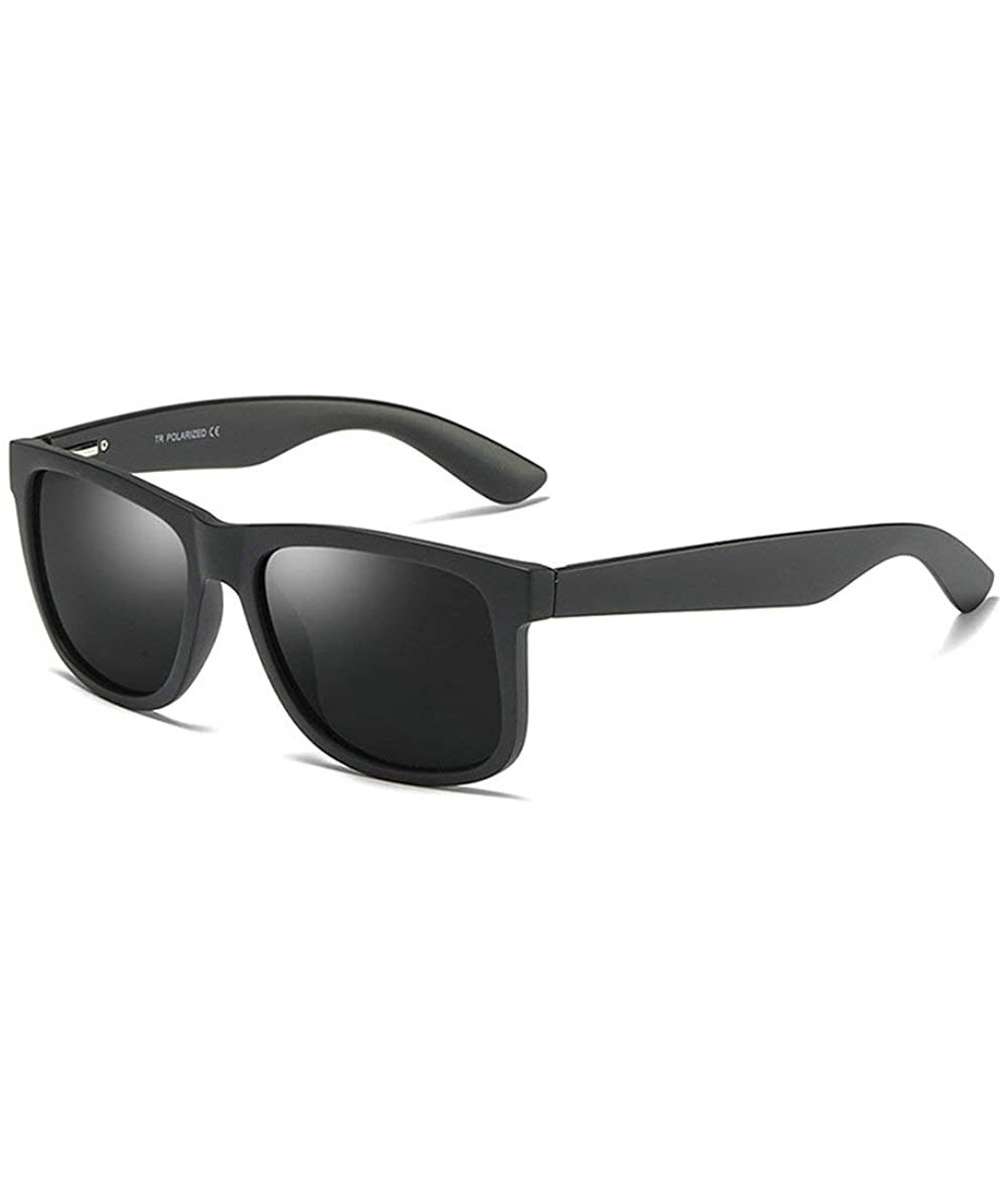 Goggle Fashion Polarized Sunglasses Classic TR90 Square Frame Mens Goggle UV400 - Matte Black - CF18UDG4ID0 $14.93