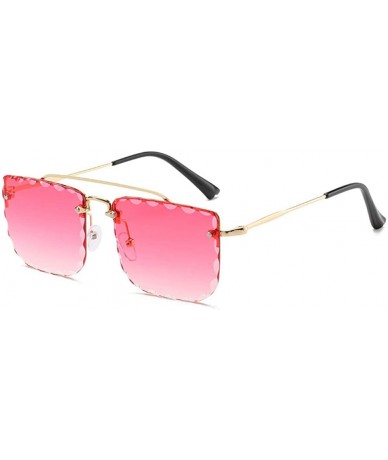 Square Sunglasses Womens Rimless Square Eyewear Retro Oversized Diamond Cut Glasses Mens Vintage Frame Sunglasses - Pink - CT...