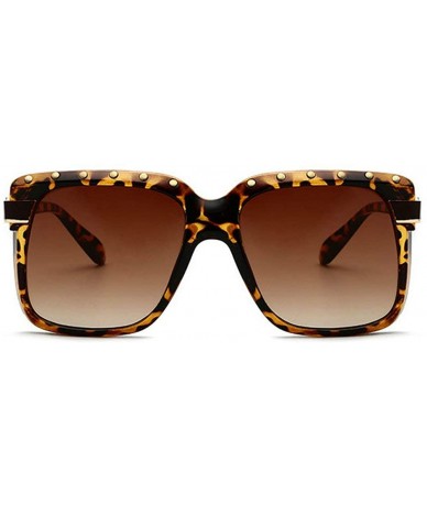 Shield 2018 Fashion Square Shield Style Sunglasses Unisex oversized Rivets Sun Glasses UV400 - Leopard - CD18M4DLZ7R $14.62