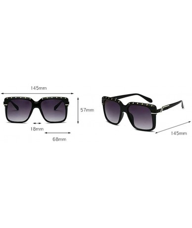 Shield 2018 Fashion Square Shield Style Sunglasses Unisex oversized Rivets Sun Glasses UV400 - Leopard - CD18M4DLZ7R $14.62