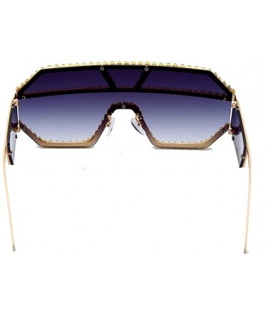 Oversized Trendy Oversized Lens Rhinestone Sunglasses for Women One Piece Bling Frame UV Protection - 11 - C1190O6DEXY $27.54