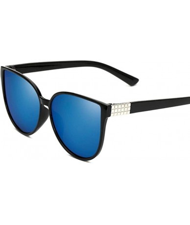 Oversized New Fashion Cute Sexy Ladies Cat Eye Sunglasses Women Vintage Brand Small Gold - Blue - CD18Y6SGYO5 $16.55