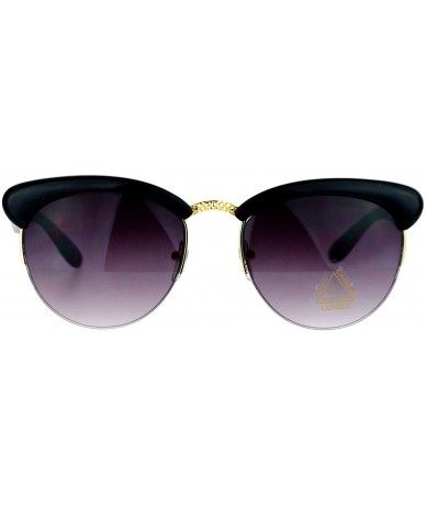 Cat Eye Womens Round Horn Cat Eye Half Rim Sunglasses - Black Smoke - CP129K8MCW3 $19.94