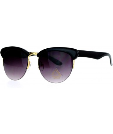 Cat Eye Womens Round Horn Cat Eye Half Rim Sunglasses - Black Smoke - CP129K8MCW3 $12.66