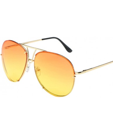 Rimless Womens Aviator Sunglasses Fashion Female Oversized Flat Top Round Sun Glasses Metal Frame - G - C118DTAMETY $10.95