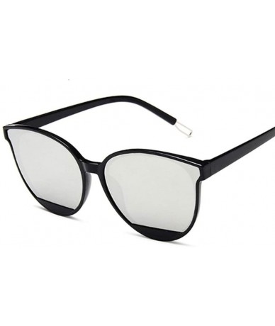Cat Eye Classic Sunglasses Vintage Plastic Glasses - Black Silver - C2199EI5YQ6 $27.83