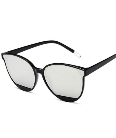 Cat Eye Classic Sunglasses Vintage Plastic Glasses - Black Silver - C2199EI5YQ6 $17.68