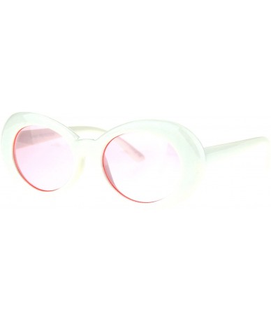 Oval Womens White Plastic Gothic Vintage Cat Eye Mod Color Lens Sunglasses - Pink - C5182DI459Y $12.88