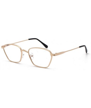 Oversized Square Retro Vintage Nerd Style Sunglasses Colored Small Metal Frame Eyewear for Women Men - Gold - CX18UD8Y95A $22.01