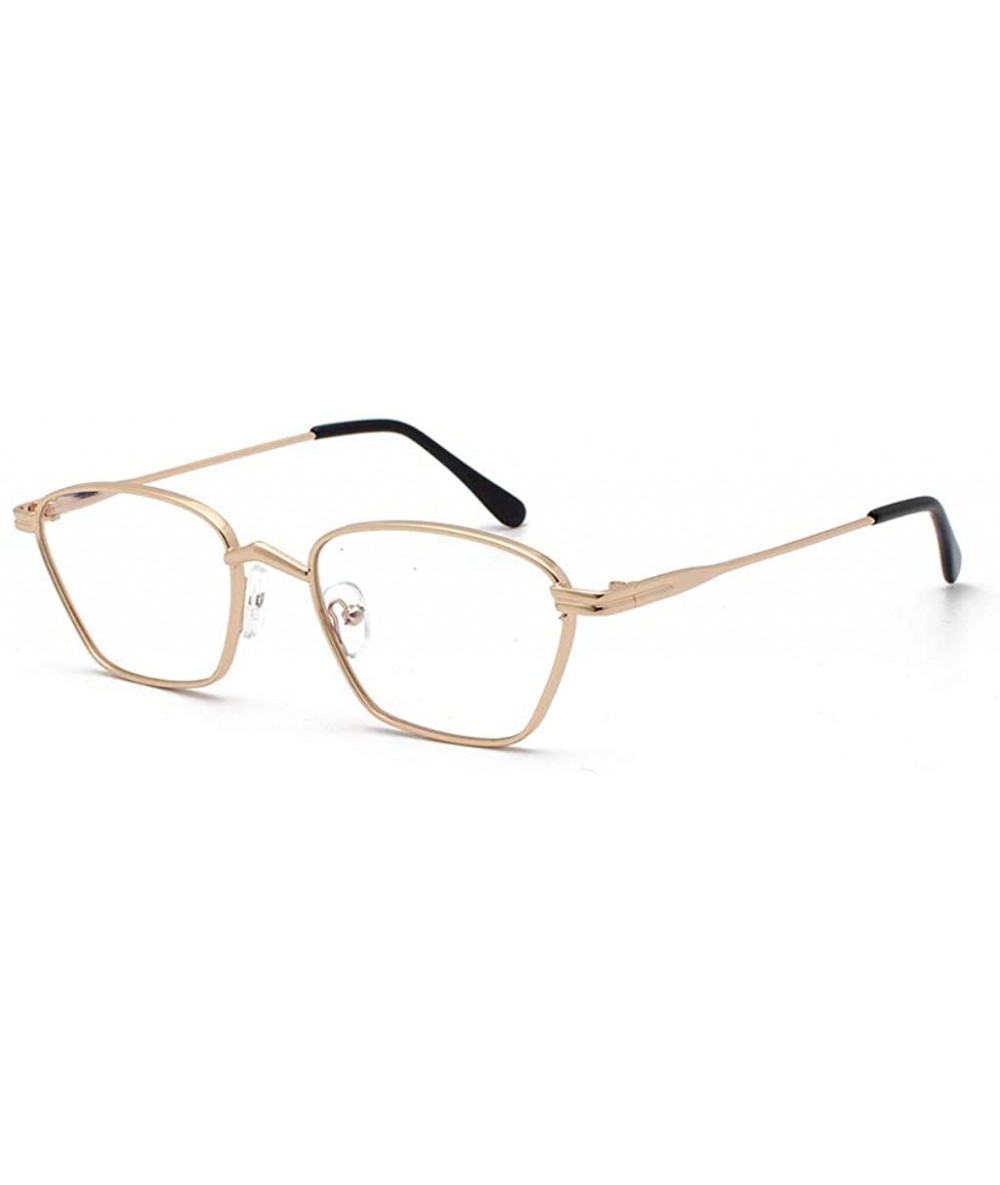 Oversized Square Retro Vintage Nerd Style Sunglasses Colored Small Metal Frame Eyewear for Women Men - Gold - CX18UD8Y95A $8.03