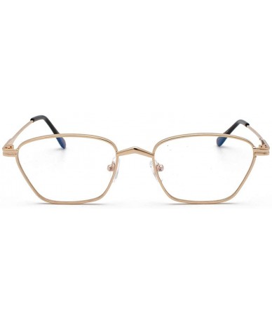 Oversized Square Retro Vintage Nerd Style Sunglasses Colored Small Metal Frame Eyewear for Women Men - Gold - CX18UD8Y95A $8.03