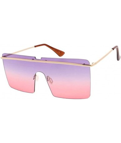Square Flat Top Square Frame Aviator Candy Lens Fashion Sunglasses - Purple - CJ18UGZ56IN $20.67