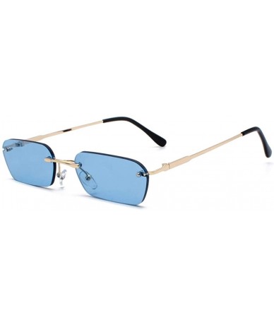 Rimless Rimless Rectangle Sunglasses Women Accessories Square Sun Glasses for Men Small - Gold With Blue - CD18RSAH64G $14.42